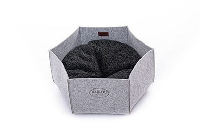 RAIKOU Katzenkorb aus Filz Katzenbett in Grau Schwarzmelange – Bild 1 von 5