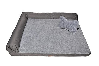 RAIKOU Weiches Hundebett aus Plüsch in Hellgrau Melange 100x80x9cm Waschbares Hundekissen – Bild 1 von 6