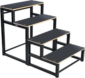 RAMROXX Hundetreppe aus Holz mit 4 Stufen und Anti-Rutsch-Auflagen für Senioren in Schwarz bis 43cm hoch – Bild 1 von 5