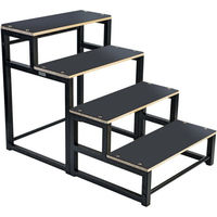 Produktbild von RAMROXX Hundetreppe aus Holz mit 4 Stufen und Anti-Rutsch-Auflagen für Senioren in Schwarz bis 43cm hoch