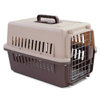 Produktbild von RAMROXX Tier Transportbox für Hund und Katze mit Tür Beige Braun 30x48x31cm