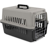 Produktbild von RAMROXX Transportbox aus Kunststoff für Hunde und Katzen in Grau Schwarz Größe M