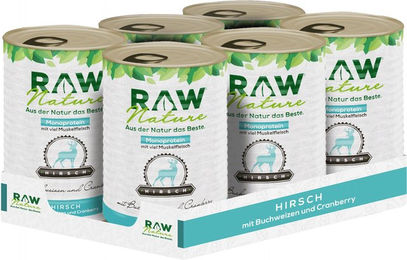 RAW Nature Nassfutter Hirsch mit Möhren und Amaranth Monoprotein Stückchen in Sauce 1000g – Bild 1 von 4