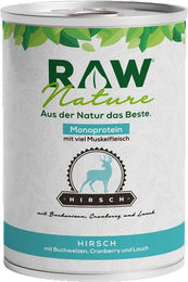 RAW Nature Nassfutter Hirsch mit Möhren und Amaranth Monoprotein Stückchen in Sauce 400g – Bild 1 von 4