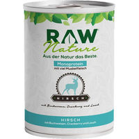 Produktbild von RAW Nature Nassfutter Hirsch mit Möhren und Amaranth Monoprotein Stückchen in Sauce 400g