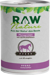 RAW Nature Nassfutter Pferd mit Kartoffeln Stückchen in Sauce für Hunde aller Altersstufen 400g – Bild 1 von 4