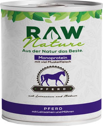 RAW Nature Nassfutter Pferd mit Leinsamen und Möhren Stückchen in Sauce getreidefrei und monoprotein 800g – Bild 1 von 4