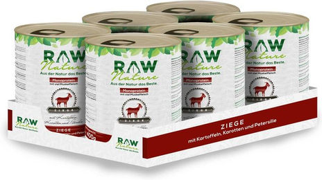 RAW Nature Nassfutter Ziege Stückchen in Sauce Monoprotein Getreidefrei für sensible Hunde 4800g – Bild 1 von 4