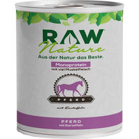 Produktbild von RAW Nature Pferd Nassfutter Stückchen in Sauce für Hunde aller Altersstufen mit Kartoffeln hypoallergen 1000g