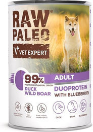 Produktbild von RAW PALEO Duck Boar Nassfutter für adulte Hunde mit Ente und Wildschwein getreidefrei 400g