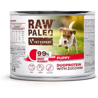 Produktbild von RAW PALEO Hundefutter Nassfutter für Welpen Rind und Kaninchen getreidefrei 200g