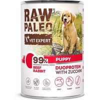Produktbild von RAW PALEO Hundefutter Nassfutter für Welpen Rind und Kaninchen getreidefrei 400g