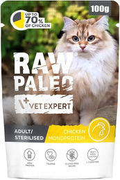 RAW PALEO Monoprotein Nassfutter Huhn für sterilisierte Katzen Adult Getreidefrei 100 g – Bild 1 von 1