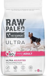 Produktbild von RAW PALEO Ultra Pork Mini Trockenfutter für adulte kleine Hunde mit Schwein getreidefrei und monoprotein 8 kg