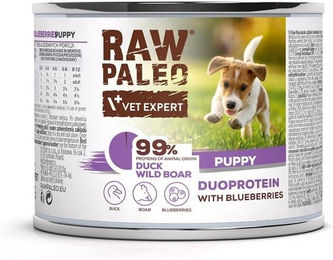 Produktbild von RAW PALEO Welpenfutter Ente und Wildschwein getreidefrei 200g