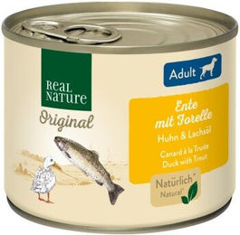 Produktbild von REAL NATURE Hund Nassfutter Adult Ente mit Forelle 24x200 g ohne Farb- und Aromastoffe - 24 x 200 g