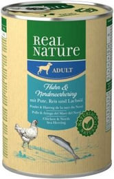 Produktbild von REAL NATURE Hund Nassfutter Adult Huhn und Nordmeerhering 24x400 g ohne Zusatzstoffe - 24 x 400 g