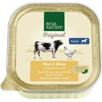 Produktbild von REAL NATURE Hund Nassfutter Adult Huhn und Rind ohne Farb-, Aroma- oder Konservierungsstoffe 68x100 g Beutel - 68 x 100 g