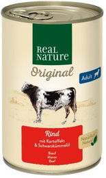 Produktbild von REAL NATURE Hund Nassfutter Adult Rind 24x400 g ohne Farb-, Aroma- oder Konservierungsstoffe und ohne Zucker - 24 x 400 g
