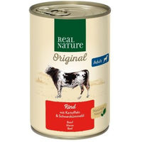 Produktbild von REAL NATURE Hund Nassfutter Adult Rind 24x400 g ohne Farb-, Aroma- oder Konservierungsstoffe und ohne Zucker - 24 x 400 g