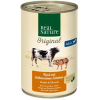 Produktbild von REAL NATURE Hund Nassfutter Adult Rind mit Schwein ohne Farb-, Aroma- oder Konservierungsstoffe und ohne Zucker 24x400 g - 24 x 400 g