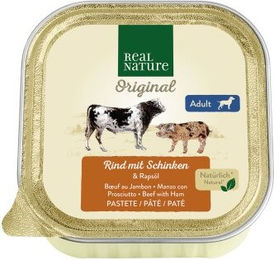 Produktbild von REAL NATURE Hund Nassfutter Adult Rind und Schwein Haut & Fell ohne Zucker und Konservierungsstoffe 68x100 g - 68 x 100 g