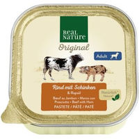 Produktbild von REAL NATURE Hund Nassfutter Adult Rind und Schwein Haut & Fell ohne Zucker und Konservierungsstoffe 68x100 g - 68 x 100 g
