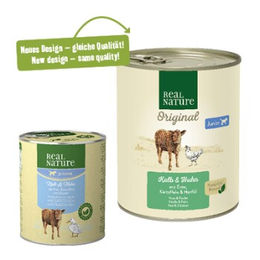 REAL NATURE Hund Nassfutter Junior Kalb und Huhn ohne Farb- und Aromastoffe und ohne Zucker 6x800 g - 6 x 800 g – Bild 1 von 2