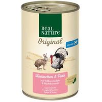 Produktbild von REAL NATURE Hund Nassfutter Junior Kaninchen und Pute 24x400 g ohne Zucker und Aromastoffe - 24 x 400 g