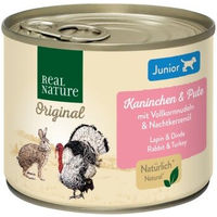 Produktbild von REAL NATURE Hund Nassfutter Junior Kaninchen und Pute ohne Farb- und Aromastoffe ohne Konservierungsstoffe 24x200 g - 24 x 200 g
