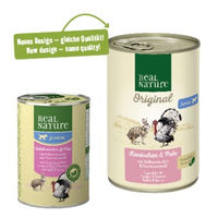 Produktbild von REAL NATURE Hund Nassfutter Junior Kaninchen und Pute ohne Farb- und Aromastoffe und ohne Zucker 12x400 g - 12 x 400 g