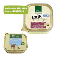 Produktbild von REAL NATURE Hund Nassfutter Junior Rind Huhn Ente ohne Konservierungsstoffe und Zucker 17x100 g - 17 x 100 g