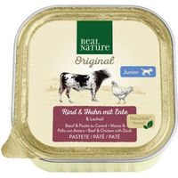 Produktbild von REAL NATURE Hund Nassfutter Junior Rind Huhn Ente ohne Konservierungsstoffe und Zucker 68x100 g - 68 x 100 g