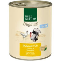 Produktbild von REAL NATURE Light Nassfutter Hund Adult Huhn und Pute ohne Farb- und Aromastoffe 6x800 g - 6 x 800 g