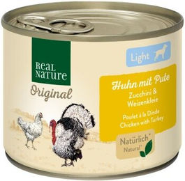 Produktbild von REAL NATURE Light Nassfutter Hund Adult Huhn und Pute ohne Zucker und Farbstoffe 24x200 g - 24 x 200 g