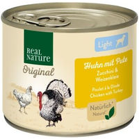 Produktbild von REAL NATURE Light Nassfutter Hund Adult Huhn und Pute ohne Zucker und Farbstoffe 24x200 g - 24 x 200 g