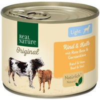 Produktbild von REAL NATURE Light Nassfutter Hund Adult Rind und Kalb ohne Zucker und Aromastoffe 24x200 g - 24 x 200 g