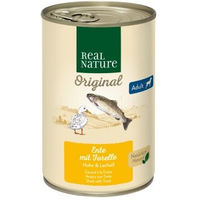 Produktbild von REAL NATURE Nassfutter Hund Adult Ente mit Forelle für Haut & Fell 24x400 g ohne Farb-, Aroma- oder Konservierungsstoffe und ohne Zucker - 24 x 400 g
