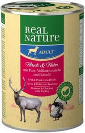REAL NATURE Nassfutter Hund Adult Hirsch und Huhn 6x400 g ohne Farb- und Aromastoffe - 6 x 400 g – Bild 1 von 3