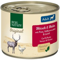 Produktbild von REAL NATURE Nassfutter Hund Adult Hirsch und Huhn ohne Farb- und Aromastoffe 24x200 g - 24 x 200 g