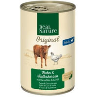 Produktbild von REAL NATURE Nassfutter Hund Adult Kalb und Huhn ohne Zucker und Konservierungsstoffe 24x400 g - 24 x 400 g