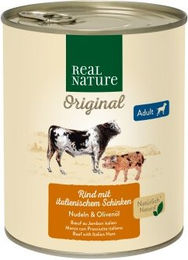Produktbild von REAL NATURE Nassfutter Hund Adult Rind mit Schwein und italienischem Schinken 24x800 g - 24 x 800 g