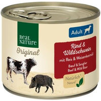Produktbild von REAL NATURE Nassfutter Hund Adult Rind und Wildschwein ohne Farb- und Aromastoffe 24x200 g - 24 x 200 g