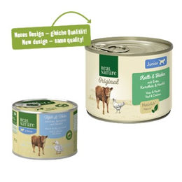 REAL NATURE Nassfutter Hund Junior Geflügel und Kalb ohne Farb- und Aromastoffe 12x200 g - 12 x 200 g – Bild 1 von 2