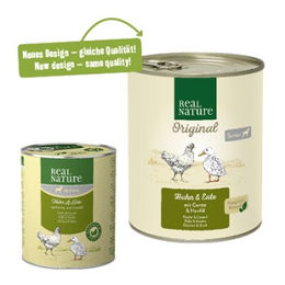 REAL NATURE Nassfutter Hund Senior Huhn und Ente ohne Zucker und Aromastoffe 6x800 g - 6 x 800 g – Bild 1 von 2