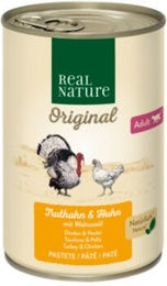 REAL NATURE Nassfutter Katze Adult Truthahn und Huhn ohne Farb- und Aromastoffe und ohne Zucker 12x400 g - 12 x 400 g – Bild 1 von 2