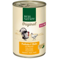 Produktbild von REAL NATURE Nassfutter Katze Adult Truthahn und Huhn ohne Farb- und Aromastoffe und ohne Zucker 12x400 g - 12 x 400 g