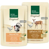 Produktbild von REAL NATURE Nassfutter Katze Senior Mix Huhn Pute Wild mit hohem Fleischanteil ohne Zucker 12 x 85g