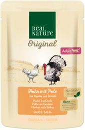 Produktbild von REAL NATURE Original Nassfutter Katze Adult Huhn mit Pute ohne Zucker 12x85 g - 12 x 85 g