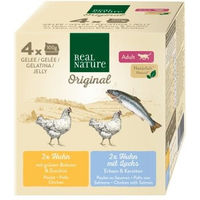 Produktbild von REAL NATURE Original Nassfutter Katze Adult Huhn und Lachs Stückchen in Gelee 4x100 g - 4 x 100 g